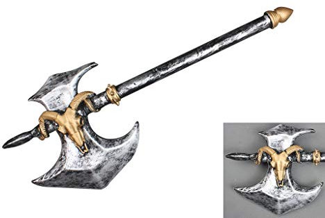 Larp Äxte Endzeit LARP Axt realistisch aus EVA Hartschaum, Halloween I Karneval I Convention Requisiten für dein Cosplay Kostüm oder Mittelalter Fest (Silber)