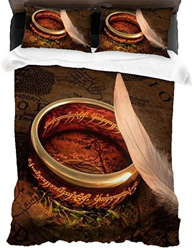 ANSSON The Lord of The Rings Bettwäsche 155x220cm,Der Herr der Ringe Kinder Bettbezug,Weiche Flauschige Bettbezüge und 2 Kissenbezug (155x220cm+80x80cmx2, Rings6)