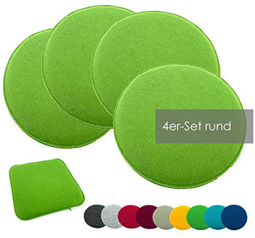 heimtexland ® 4er Pack Sitzkissen Filz Stuhlkissen Bodenkissen Polster Stuhlauflage Indoor Outdoor Kissen rund Typ631 Filzkissen grün 35x35 cm 4 Stück