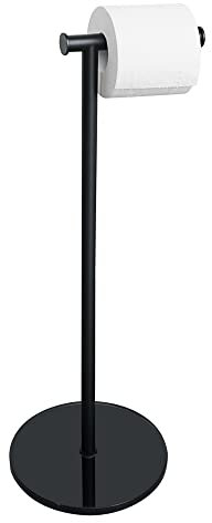 Sayayo Portarotolo da Terra Nero, Acciaio Inox Porta Carta Igienica da Terra, Piantana Portarotolo, Porta Rotoli Cartaigienica Bagno, in Piedi, EGKN220LD-B