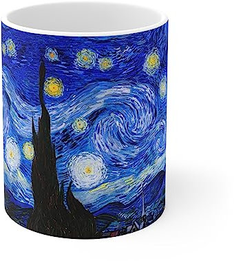 Mazevoo Taza de café Vincent Van Gogh | Taza de noche estrellada con pintura famosa | Taza de cerámica de 325 ml