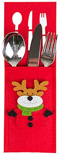 Weihnachtsbestecktasche,Weihnachtsmann Hirsch Weihnachtsbaum Geschirr Filz Tuch Halter Beutel | Partymesser und -gabeln Decken Tischdekorationen ab