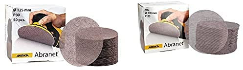 Mirka Abranet Schleifgitter Ø 125mm Klett/Korn P80 / 50 STK / 5423205080, Braun Abranet Netz-Schleifscheiben Ø 150 mm Klett/Korn P120 / 50 STK / 5424105012