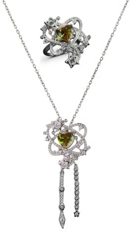 Tingle Alexandrit Liebe des Universums Anhänger Halskette Sterling Silber Farbwechsel Edelstein Herz Ring Edlen Schmuck
