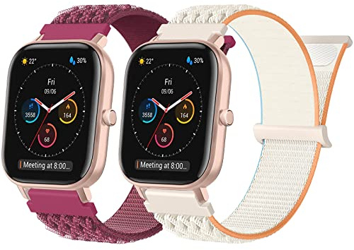 Kompatibel mit Amazfit GTS 4 Mini Armband, 20mm Nylon Sportarmband Uhr Ersatzarmband für Amazfit GTS 4, GTS 4 Mini, GTS 2, GTS 2 Mini, GTS 3, Amazfit Bip, Bip 3, Bip3 Pro, Bip U, Bip U Pro, GTR Mini