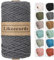Likeecords Makramee Garn 4mm x 100m,Natürliches Baumwollschnur, Makramee-Seil, Bunte Bastelkordel aus Baumwolle für Taschen, Wandbehänge, Pflanzenaufhänger (dunkelgrau)