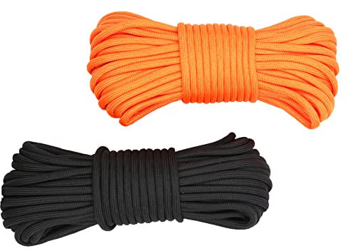 CRAZY SHARK Paracord 550 Seil 2 Stück 15m Nylon/Polyester-Seil mit 9 Kern 4mm Stärke, Survival Seil Stränge für Armband, Leine, Halsband, Reißfest & Langlebig Mehrzweck Seil, Parachute Cord