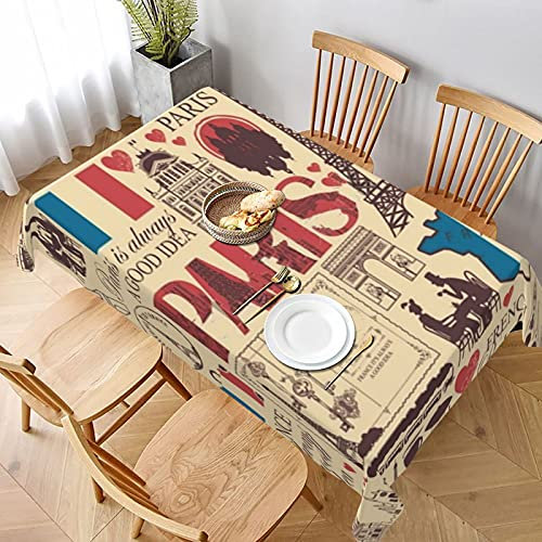 Rechteckige Tischwäsche Frankreich Eiffelturm Thema Zeichnung Wachstischdecke Abwaschbar Gartentischdecke Wasserdicht Wachstischdecke Für Outdoor Terrasse Party,137X183cm