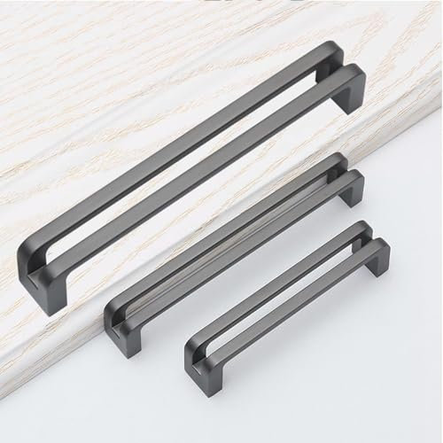 Guolich 2-Stück Schrankgriff, Küchentürgriff, Möbelgriff, Türgriff für Home Kitchen Office Möbel, Nachttische, Kommoden, Schränke, Schranktürgriffe (Grau, Lochabstand 128MM)
