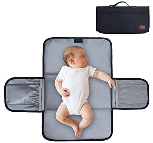 Gloppie Baby Wickelunterlagen für Unterwegs Kompakte Wickelauflage XXL Wasserdicht Wickelmatte für Babys und Kleinkinder, Wickelunterlage für unterwegs Babys Wickeln auf Reisen Wickeltisch, Schwarz