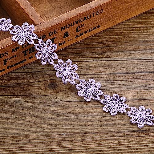 XCSJ 5 Yard 25mm Blumen Spitzenband Spitzenborte Stickerei Dekoband Zierband Borten Bänder Blumenband Gänseblümchen Dekoband Spitzen Spitzenborte Für Hochzeit Deko Handwerk Nähen Deko (Ganz lila)