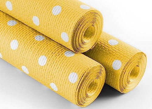 BIANCHERIAWEB Rouleau de nappe à pois pour fêtes indéchirable, 100 % papier, fabriqué en Italie, 5 m x 1,20 m, jaune