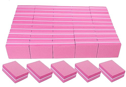 180/240 Grit Nail Buffers (50 Pack), Mini Buffer Block Nail File for Acrylic Nails and Natural Nails, Professional Nail Buffer Block Bulk Buffing Blocks for Nail Buff Manicure File Blocks Set Pink