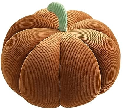 Herfair Kürbis-Überwurfkissen, 3D Plüsch Kürbis Dekokissen Kopfkissen, Halloween Kürbis Deko Kissen, Fotografie, Halloween dekoratives Kissen (braun,35cm)