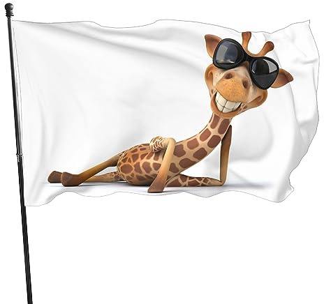 NIBABAEU 3x5ft (90x150cm) Dekorative Hausflagge Yard Banner, 3D Funny Giraffe Printing Garden Flags, Hanging Flag Decor