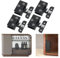 AWEN 4 Pcs Glass Doors Hinge Cupboard Showcase Wine Cabinet Clamp Ambry Gate Hinges Replacement Parts, Black