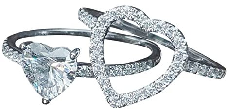FaLkin Kette Zwei Ringe Ineinander Damen Ring Licht Luxus Ring Geschenk Ring Legierung Ring Set Ringen Poster (Silver, 9)