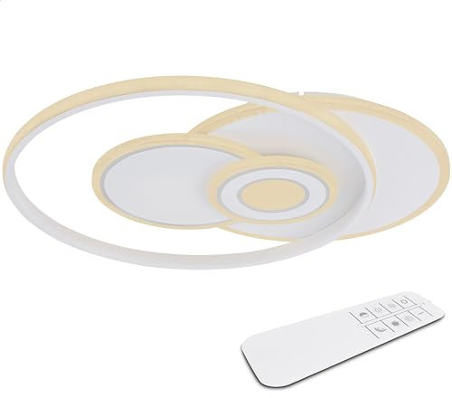INNOVATE LED Ring Deckenlampe dimmbar mit Fernbedienung | Deckenleuchte Wohnzimmer modern | LED Lampe mit 4 Ringen XXL | Deckenleuchte Groß Modern für Wohnzimmer, Büro, Küche 60 cm Weiß