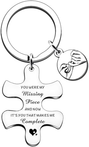 JMIMO Anniversary Valentines Gifts for Her Him Romantic Boyfriend Gifts Puzzle Christmas Birthday Gifts for Wife Husband You Were My Missing Piece And Now It's You That Makes Me Complete, Silver