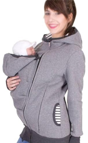 DIXII 2-In-1-Babytragejacke Für Mama, Langärmlige Umstandsjacke, Warme Fleecejacke, Babyeinsatz,001,L