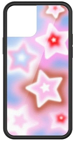 Wildflower Schutzhüllen – Dream Star-Hülle, kompatibel mit Apple iPhone 12/12 Pro | Blau, Rosa, Weiß, Sterne, modern, trendig – schützender schwarzer Stoßfänger, 1,2 m Falltest zertifiziert, kleines