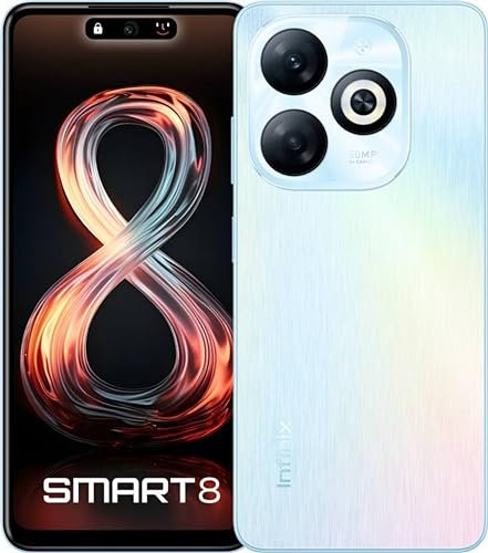 Infinix Smart 8 4G (Galaxy White, 4GB RAM, 64GB Storage) | up to 8 GB of RAM (4 GB + 4 GB Virtual) | 90 Hz Punch-hole Display | 50MP Dual Camera with Quad-LED Ring Flash | Helio G36 Mediatek Processor