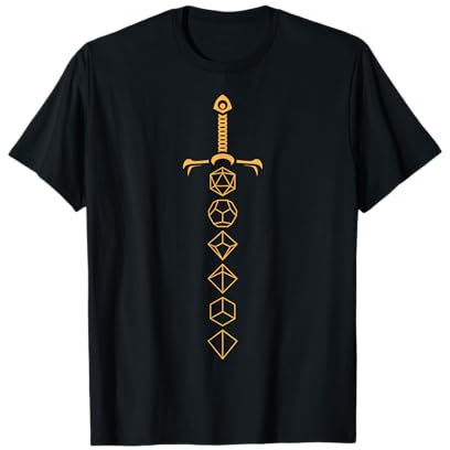 Dice Sword Vintage Retro Tabletop RPG Role Play Game Nerd T-Shirt