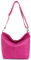 Made in Italy Damen Leder Tasche Umhängetasche Shopper Cross Over Body Bag Handtasche Ledertasche Schultertasche Hobo Bag Pink
