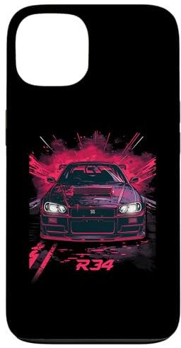 Hülle für iPhone 13 JDM Tokyo Classic R34 Schwarz und Rot Kunst Japanisches Drift Car