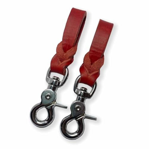 Steigbügelhalter (Paar) aus Fettleder, geflochten, in vielen Farben (Rot, Chrome)