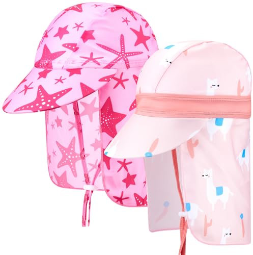 SATINIOR 2 Stück Baby UPF 50+ Sommermützen mit Verstellbaren Kinnriemen Sommerhüte für Kinder von 1-7 Jahren (Stern, Alpaka)