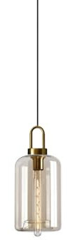EKSED Suspension Luminaire en Verre Ambré - Lampe Pendante Vintage avec Douille E27 et Tête en Laiton pour Îlot de Cuisine, Salle à Manger ou Chambre (C)