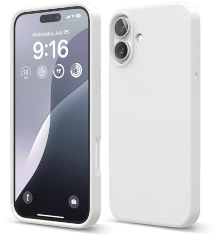 elago Compatible with iPhone 16 Plus Case, Premium Liquid Silicone Case, Full Body Protective Cover, Shockproof, Slim Phone Case, Anti-Scratch Soft Microfiber Lining, 6.7 inch (White)