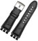 DKWOIS 23 mm Kalbslederarmband, kompatibel mit Swatch IRONY YOS440 449 448 447 401G, Herren-Uhrenarmband, Stahlschließe, Armband mit Werkzeug(A black-silver)