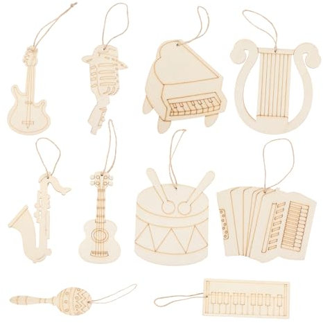 ULDIGI Holzausschnitte in Musikinstrumentenform Unbehandelt Zum Selbermalen Holzscheiben Für Diy-projekte Gemischter Stil