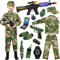 Militär Kostüm Kinder Armee Soldat Kostüm, Militär Soldaten Kostüm für Kinder,mit Tarnanzug Hemd Hosen Mütze,Militär Ausrüstung Militär Spielzeug für Jungen Mädchen Halloween Faschingskostüme Kinder