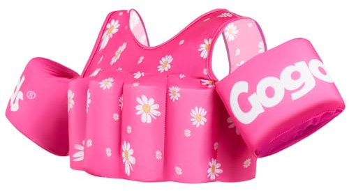 Gilet da nuoto per bambini con braccioli non gonfiabili, giubbotto da nuoto regolabile indossabile per bambini, in tessuto morbido ed elastico, adatto per bambini dai 2 ai 6 anni (15-30 kg), ragazzi e