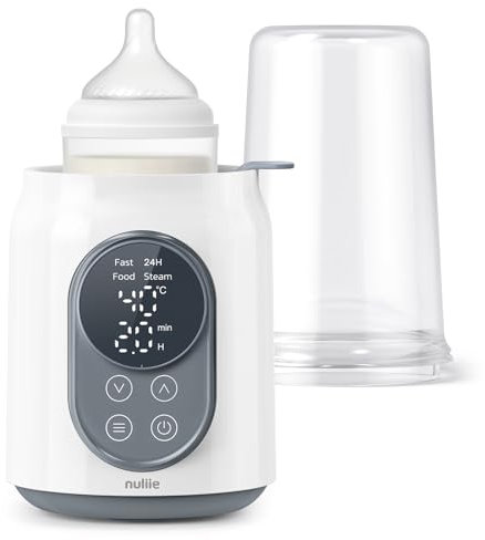 Nuliie 8 in 1 Baby Bottle Warmer with Intelligent Temperature Control, Timer, LCD Display and Auto Shut-Off, for Warming and Defrosting Breast Milk or Infant Milk, BPA Free