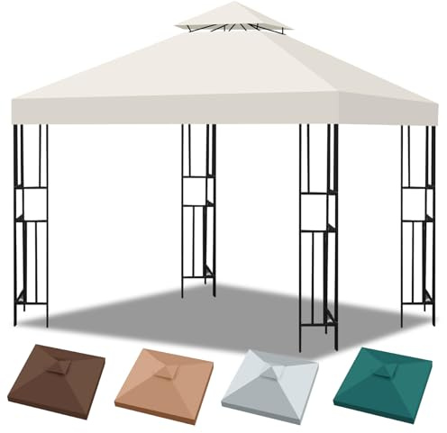 Bsteciar Pavillon Ersatzdach 3x3 Wasserdicht, Doppeldach Pavillon Dach 3x3 mit Air Vent, Pavillondach 3x3 Wasserdicht Stabil Winterfest