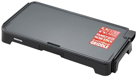 Gourmia 22 Inch XL Electric Griddle Pan - Nonstick Extra Large Flat Top Ceramic Surface, Countertop Cooker, Adjustable 200°F–400°F, Pull-Out Drip Tray, Compact Handle-Free Design