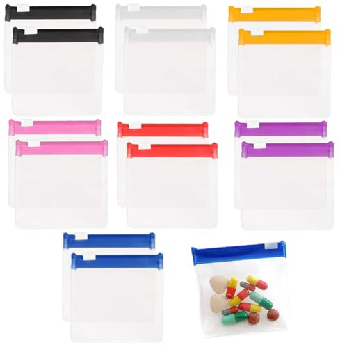 14Pcs Zippered Pill Pouch Reusable Pill Bags Mini Travel Medicine Organizer Portable Self Sealing Medicine Bag Clear Mini Plastic Bags for Pills and Small Items