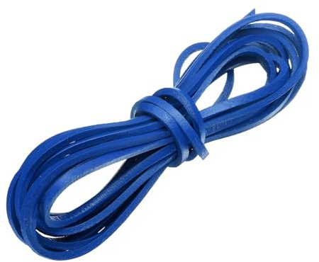 sourcing map Cordoncino piatto in pelle, 3 m, 3 mm, strisce di cuoio per fai da te, per braccialetti e borse, colore: blu