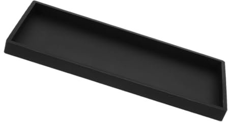 Warmhm Small Rectangular Bathroom Vanity Tray 10x20cm Reusable Black Food-grade Silicone Multi-use Countertop Storage Organizer for Toiletries, Shampoo, Soap, and Jewelry