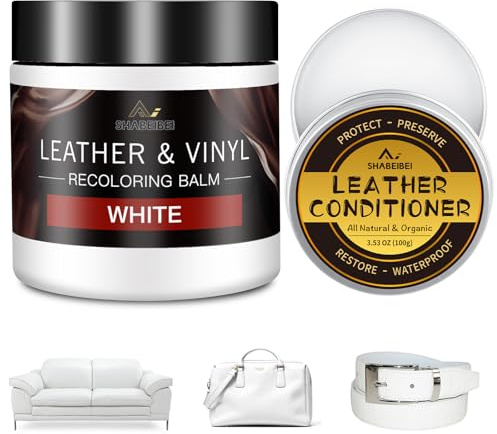 SHABEIBEI Leder Reparatur Set Weiß mit 200ml Lederfarbe & Lederpflegeöl – Lederpflege & Farbauffrischung für Sofa, Ledercouch, Auto, Schuhe & Möbel – Reparatur bei Kratzern und Verfärbungen