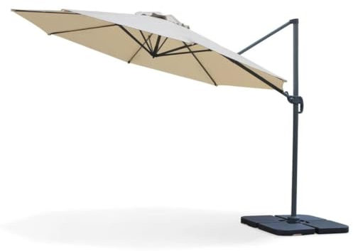 KZ GARDEN - Parasol Déporté Jardin Ø350 cm - Rotatif 360°, Toile Polyester - Parasol de Terrasse, Balcon, Piscine