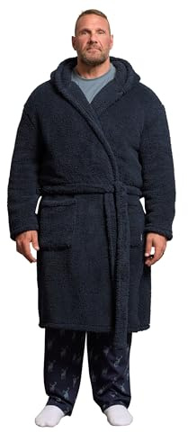 BadRhino Big & Tall Blue Super Soft Borg Dressing Gown - Men's - Plus Size Curve