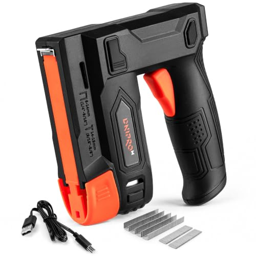 Grapadora a Batería Dnipro-M CS-36 3,6V, con USB-C, Incluye 400 Grapas | Batería Li-Ion de 3,6V, hasta 600 disparos │ Incluye 400 grapas y 100 clavos │ Solo 800 g, empuñadura antideslizante