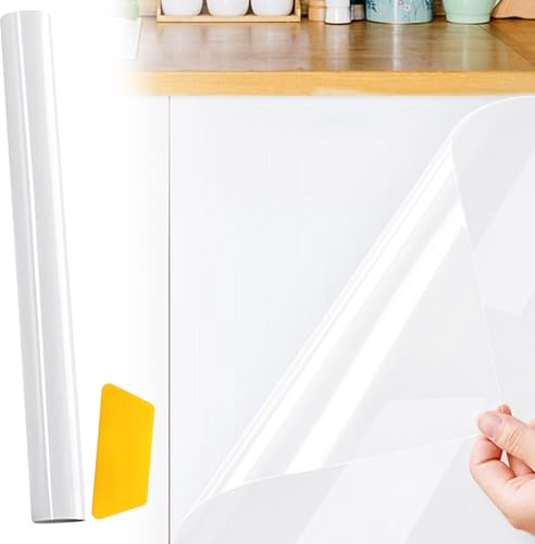 Simsky Elektrostatische Wandschutzfolie, 45x 200cm Transparent Spritzschutz Wand Spritzschutz Wand Schutzfolie Wandfolie Tapetenschutzfolie Transparent Schutz für Wände Küche Möbel Rakel Inklusive