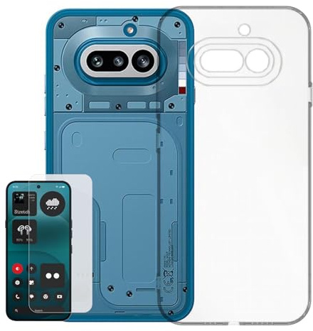 Wigento Schutzhülle + Schutzglas Set für Nothing Phone 4a, TPU Case, 9H Displayschutz Glas, Kamera Schutz, 360 Grad Schutz, transparentes Handyhülle Set (Transparent)