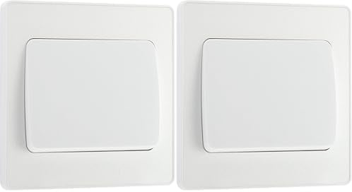 BG Electrical Single Wall Light Switch, Wide Rocker, 2 Way, Screwless Front Plate, Round Edges, Evolve, Pearlescent White, 20A, 16AX, PCDCL12WW (Pack of 2)